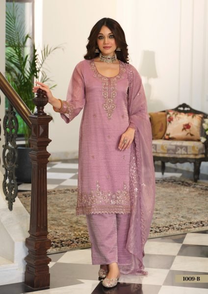 Stylish Pink Salsa Embroidered Top Palazzo Dupatta Set with Beads Work for Festival Designer Plazzo Salwar Suits Wholesale
