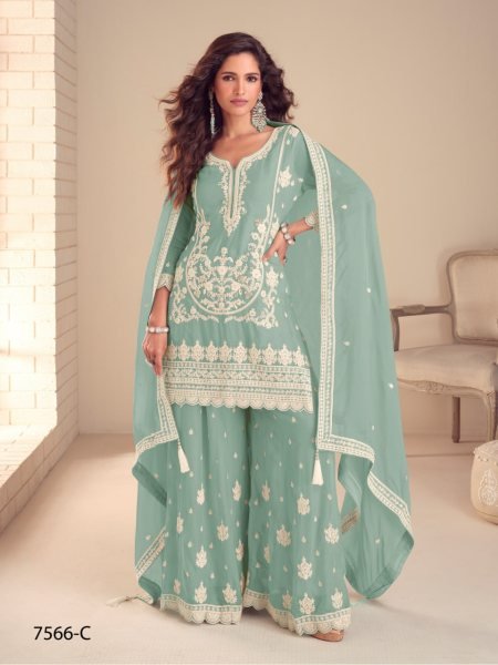 Stylish Pista Heavy Work Suit Set for Festive and Occasion Wear Designer Plazzo Salwar Suits Wholesale