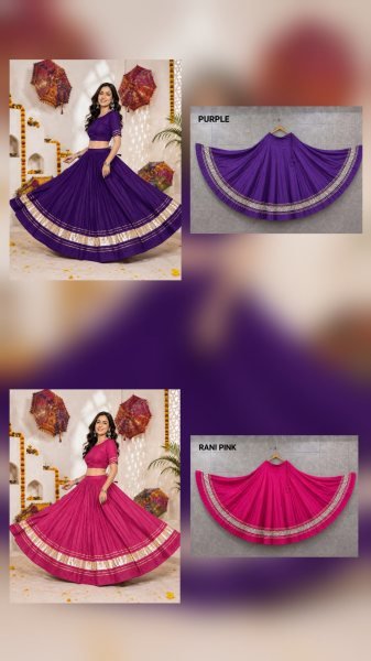 Stylish Purple Pure Rayon Cotton Kali Chaniya Choli with Gota Patti Work for Navratri Navratri Lehnega Choli