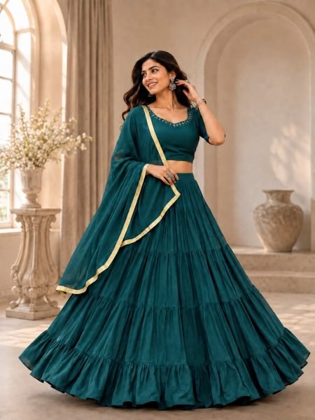 Stylish Rama Garba Wear Rayon Cotton Lehenga with Embroidery Work at Manufacturer Rate  Lehenga