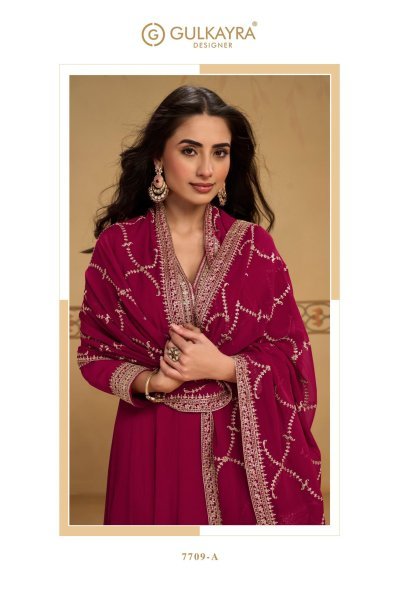 Stylish Rani Pink Designer Real Georgette Mehfil Suit with Embroidered Work Anarakali Gown Wholesale