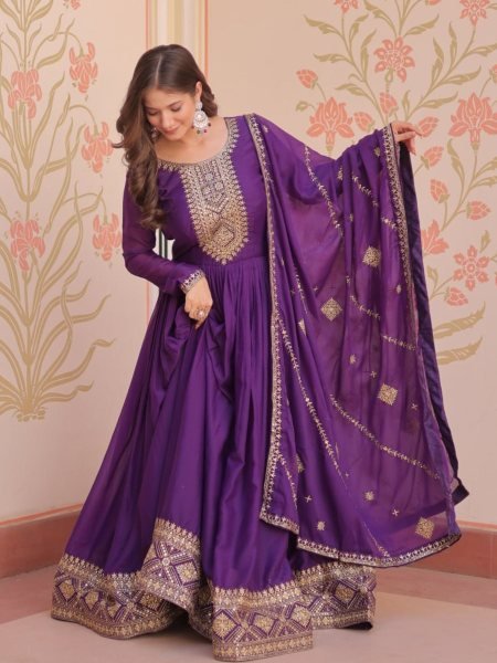 Readymade Georgette Gown with Dupatta Perfect for Diwali Outfit Anarkali Kurtis 