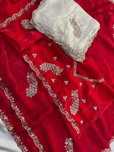 Stylish Red Fendy Satin Silk Saree with Embroidered Lace Border and Blouse for Festival Silk Sarees Wholesale