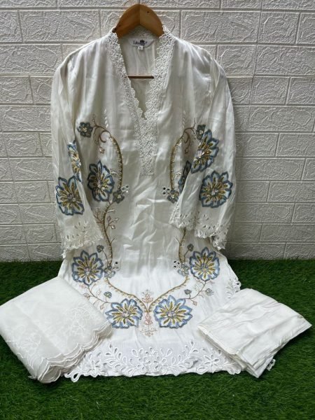 Stylish Synthetic Embroidered Tunic Suit Set Wholesaler And Retailer Pakistani Suits Wholesale