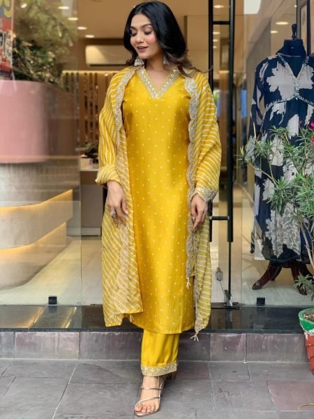 Stylish Vichitra Silk Kurta Pant Set with Soft Silk Blend Dupatta for Occasions  Straight Cut Long Kurtis