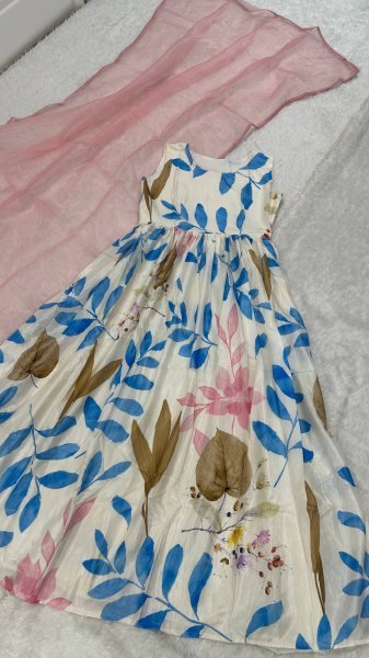 Stylish White Festival Wear Dola Silk Gown with Ready to Ship Collection Ready To Wear Collection