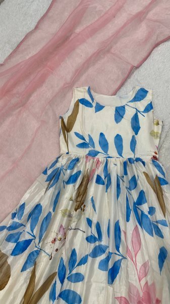 Stylish White Festival Wear Dola Silk Gown with Ready to Ship Collection Ready To Wear Collection
