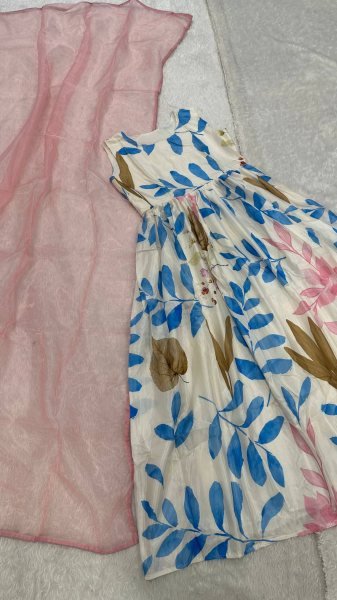 Stylish White Festival Wear Dola Silk Gown with Ready to Ship Collection Ready To Wear Collection