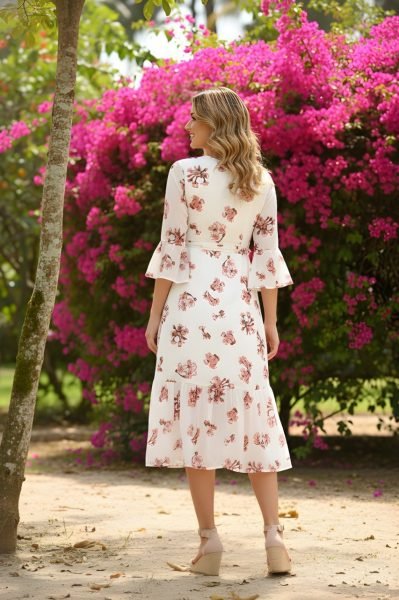 Stylish White Georgette Kurti Dress with V Neck for Casual Wear Georgette Kurti 