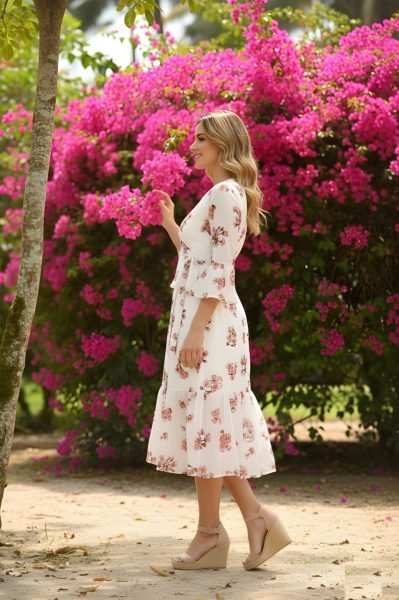 Stylish White Georgette Kurti Dress with V Neck for Casual Wear Georgette Kurti 