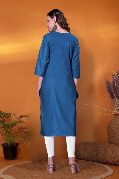 Stylish Women   s Kurti in Rayon Slub Embroidery Georgette Kurti 