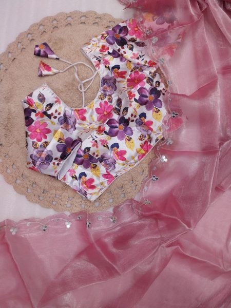 Stylish Womens Printed Elegant Jimmy Choo Sraee With Readymade Blouse JIMMY CHOO SAREE