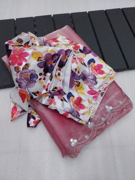 Stylish Womens Printed Elegant Jimmy Choo Sraee With Readymade Blouse JIMMY CHOO SAREE