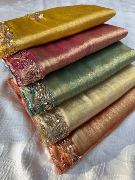 Stylish Yellow Bridal Collection Kanjivarm Silk Saree with Embroidered Butta at Wholeslae Rate Silk Sarees Wholesale