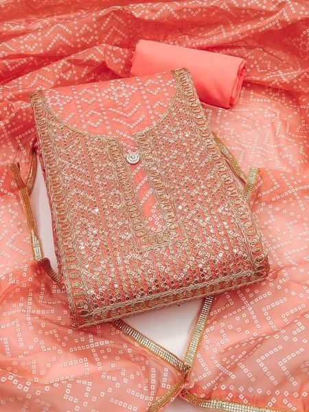 Summer Collection Chanderi Cotton Embroidered Dress Material Dress Material 
