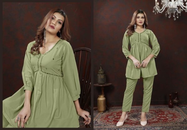 Summer Collection Pista Green Cotton Co Ords Set Wholesale Collection CO ORD Sets