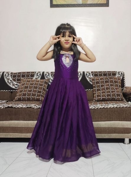Summer Kids Gown with Swarovski Work Full Flair Space Silk Party Dress Ready to Wear at Wholesale Price Girls Wear