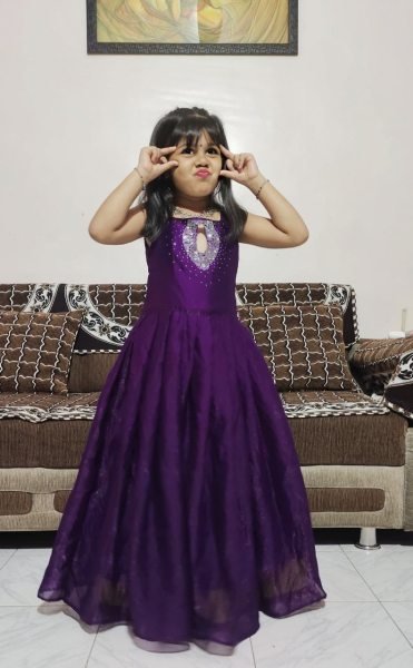 Summer Kids Gown with Swarovski Work Full Flair Space Silk Party Dress Ready to Wear at Wholesale Price Girls Wear