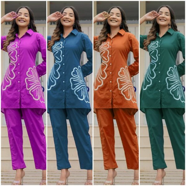 Summer Special Rayon Co Ord Set with Embroidery Work CO ORD Sets