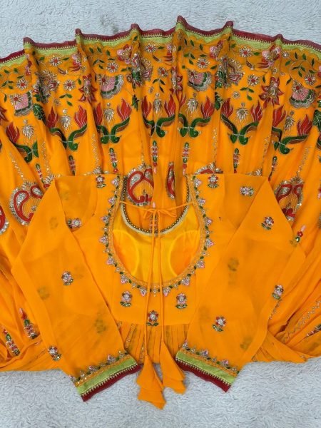 Sun yellow Color Georgette Seuqence Work Gown Pant With Dupatta  Ready To Wear Collection