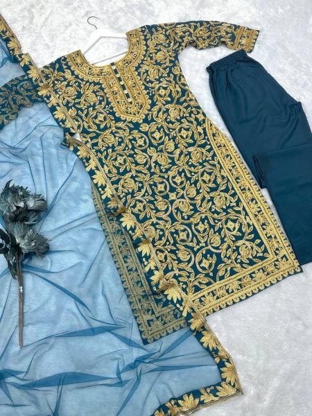 Super Hit Design Beautiful Heavy Stone Work Top Bottom With Dupatta  Ready To Wear Collection