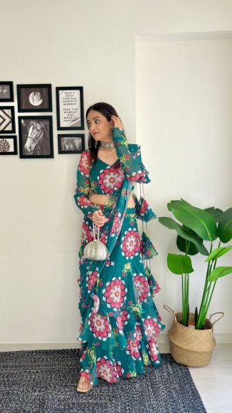 Super Hit Georgette Ready To Wear Lahenga Saree With Readymade Blouse Design  Ready To Wear Saree 