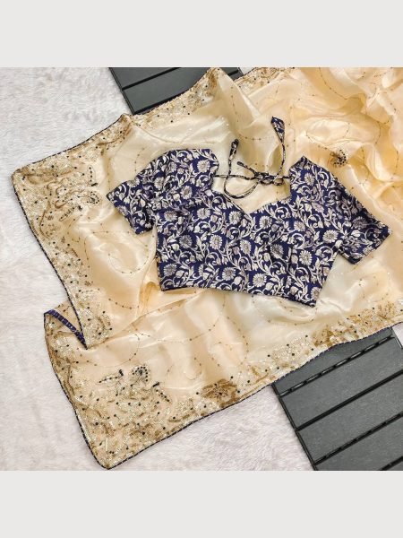 Super Hit White Jimmy Chu Silk Embroidery Saree Collection JIMMY CHOO SAREE