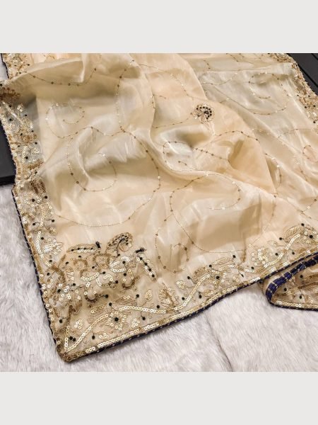 Super Hit White Jimmy Chu Silk Embroidery Saree Collection JIMMY CHOO SAREE