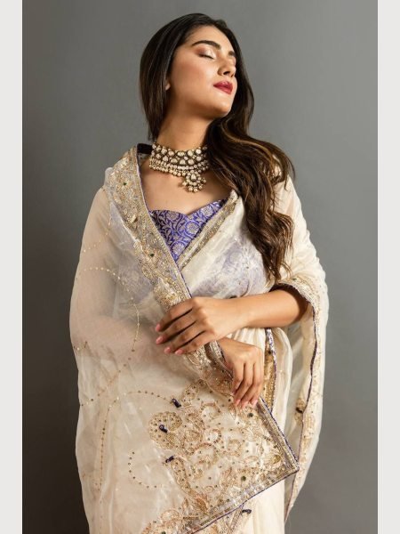 Super Hit White Jimmy Chu Silk Embroidery Saree Collection JIMMY CHOO SAREE