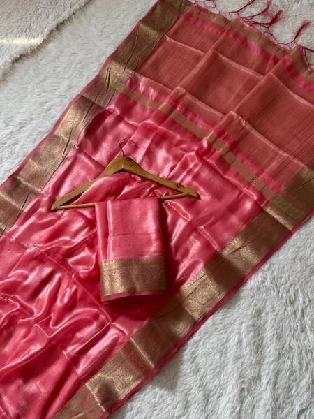 Super Shine Space Silk Saree with Zari Belt and Rich Pallu For Woman Silk Sarees Wholesale
