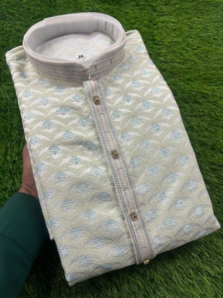Super Trending Designer Kurta Pajama Set for Men 2pc Ready to Wear Ethnic Outfit Bulk Stock Available at Wholesale Prices Kurta Pajama Wholesale
