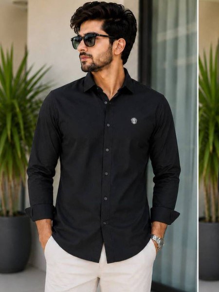 Supreme Black Premium Cotton Professional Shirt for Men with Full Sleeves 