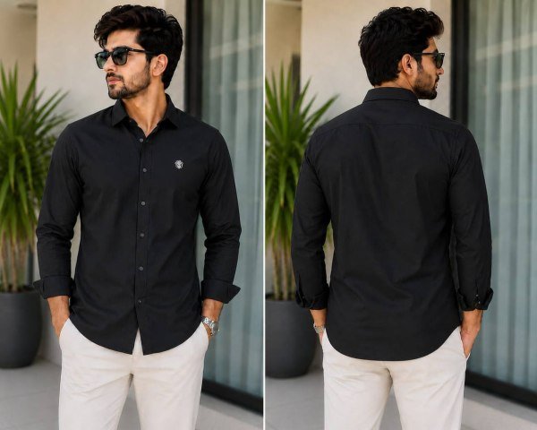 Supreme Black Premium Cotton Professional Shirt for Men with Full Sleeves Mens Shirt