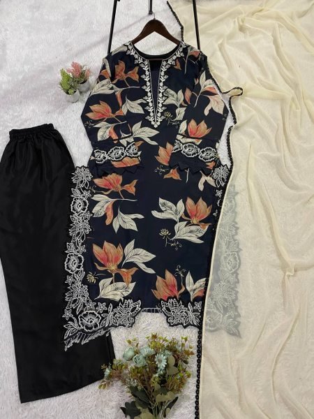 Supreme Blue Pakistani Style Suit Set for Women Festive Collection Ready To Wear Collection