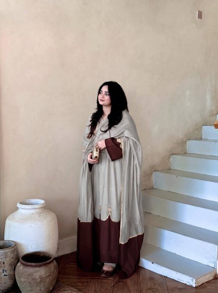 Supreme Grey Long Kaftan with Sequin Work and Moti Dori Tassels at Manufacturer  Ready To Wear Collection
