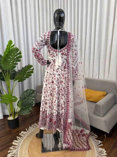 Supreme Maroon Faux Georgette Anarkali Suit with Sequins Work for Festive Wear Ready To Wear Collection