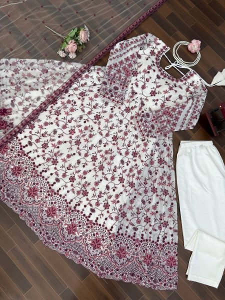 Supreme Maroon Faux Georgette Anarkali Suit with Sequins Work for Festive Wear Ready To Wear Collection
