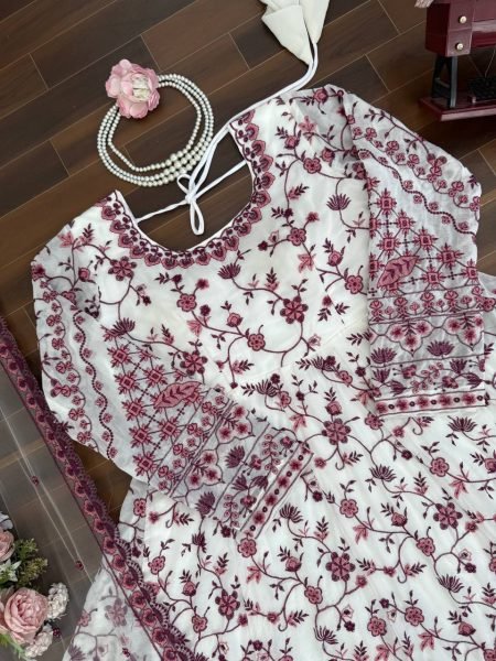 Supreme Maroon Faux Georgette Anarkali Suit with Sequins Work for Festive Wear Ready To Wear Collection