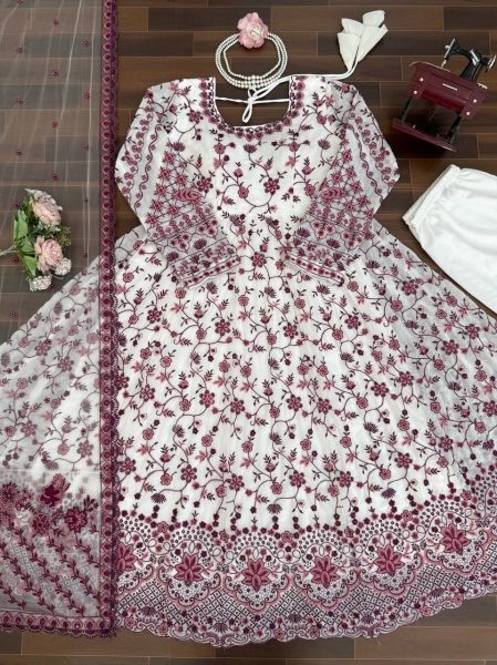Supreme Maroon Faux Georgette Anarkali Suit with Sequins Work for Festive Wear Ready To Wear Collection