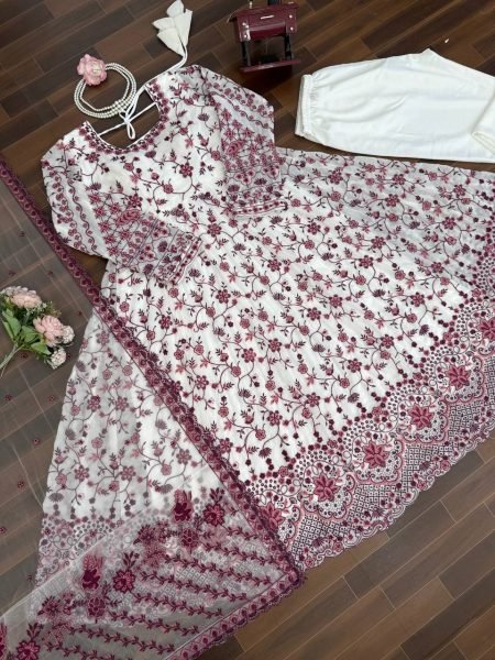 Supreme Maroon Faux Georgette Anarkali Suit with Sequins Work for Festive Wear Ready To Wear Collection