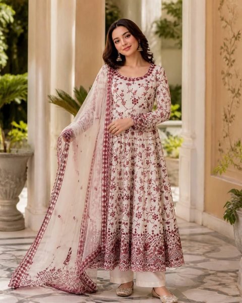 Supreme Maroon Faux Georgette Anarkali Suit with Sequins Work for Festive Wear Ready To Wear Collection