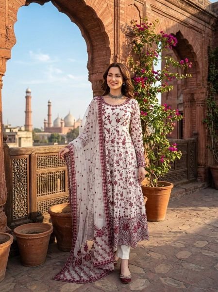 Supreme Maroon Faux Georgette Anarkali Suit with Sequins Work for Festive Wear Ready To Wear Collection