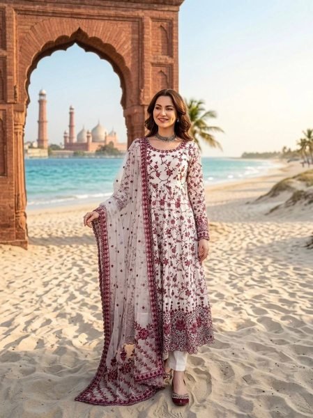 Supreme Maroon Faux Georgette Anarkali Suit with Sequins Work for Festive Wear Ready To Wear Collection