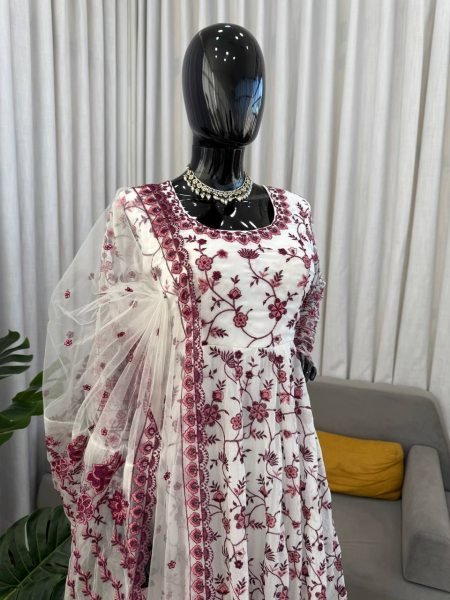 Supreme Maroon Faux Georgette Anarkali Suit with Sequins Work for Festive Wear Ready To Wear Collection