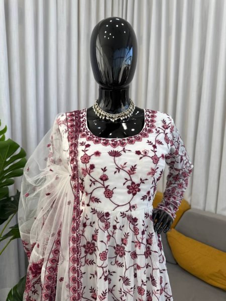 Supreme Maroon Faux Georgette Anarkali Suit with Sequins Work for Festive Wear Ready To Wear Collection