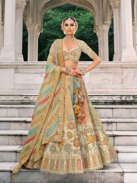 Supreme Multi Heavy Embroidered Mirror Sequins & Stone Work Lehenga Choli