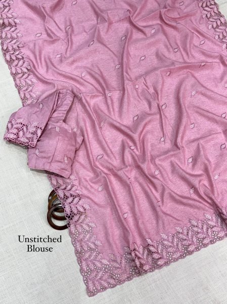Supreme Pink Designer Arry Cotton Saree with Embroidered Cutwork Blouse For Wedding Cotton Sarees Wholesale