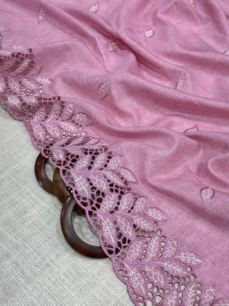 Supreme Pink Designer Arry Cotton Saree with Embroidered Cutwork Blouse For Wedding Cotton Sarees Wholesale