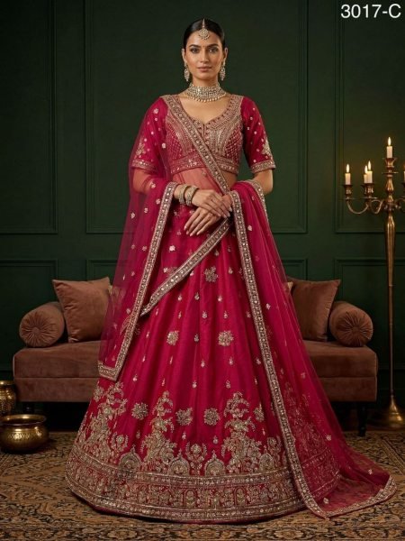 Supreme Pink Silk Lehenga with Bead and Dori Work for Bridal Collection Bridal Lehenga Choli
