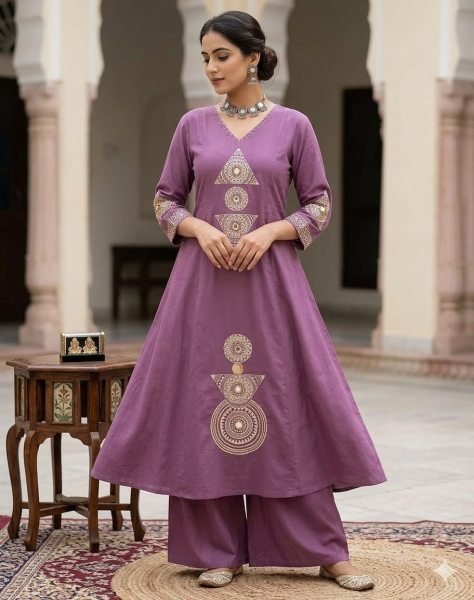 Supreme Purple Elegant Bombay Rayon A-Line Kurti for Office and Casual Wear Kurti With Bottom Wholesale